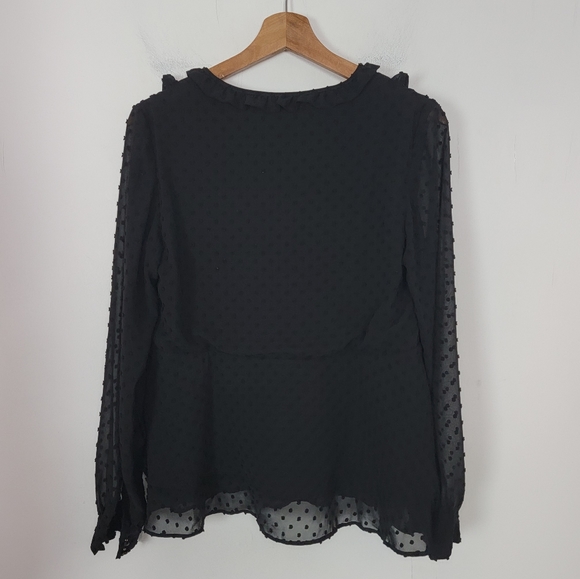 Sezane Mirta Blouse Black Ruffle Buttons Size 36 US 4 - Picture 3 of 9